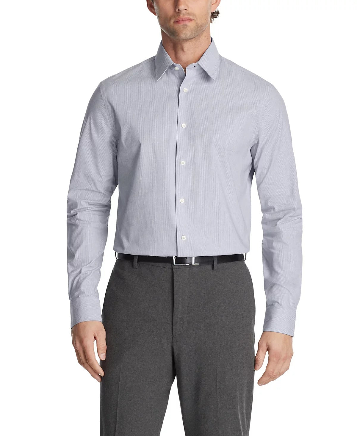 Calvin Klein Mens Regular fit Dress Shirt XXL 18.5 in 34-35 Navy Blue Striped