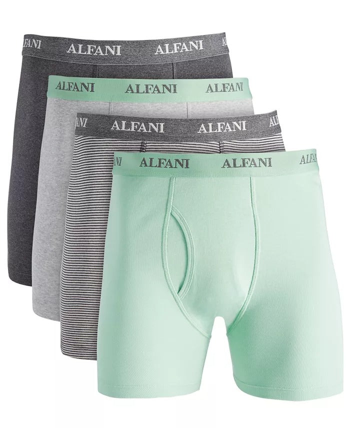 Alfani Mens 4 Pack Regular fit Boxer Briefs Underwear XL Green Solid