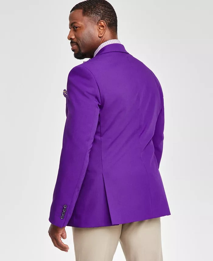 Tayion Mens Classic fit Sport Coat Blazer 38 R Purple Solid