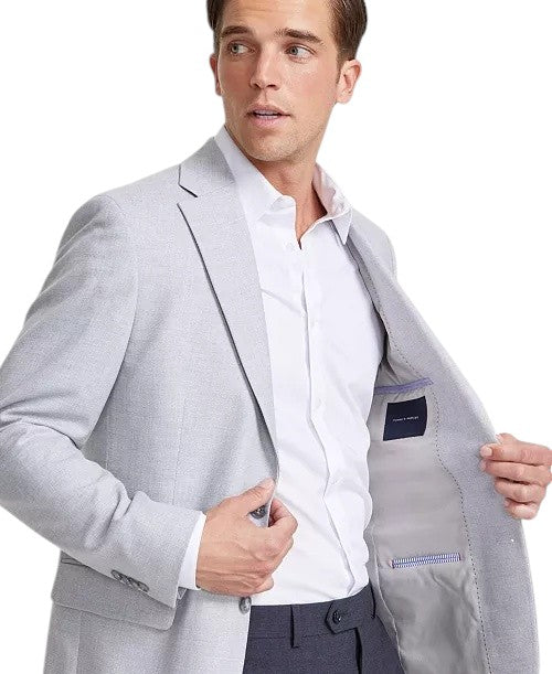 Tommy Hilfiger Mens Modern fit Sport Coat Blazer 44 R Light Grey Solid Stretch