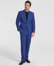 Perry Ellis Portfolio Mens Modern fit 2 Piece Suit 44 L Pants 37 / 34 Blue Solid