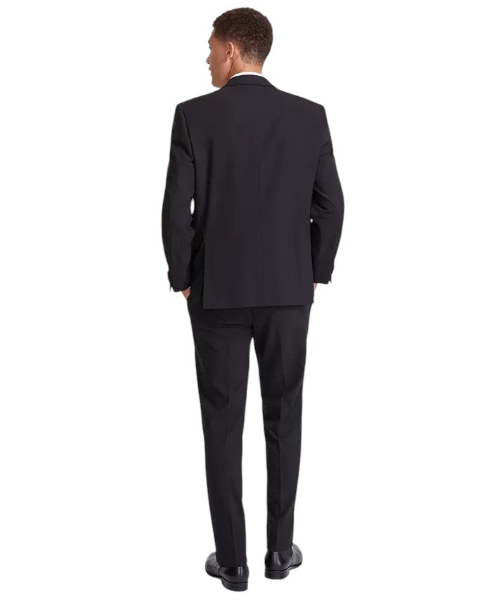 Perry Ellis Mens Modern fit 2 Piece Suit 42 R / 35 Waist Black Solid Stretch