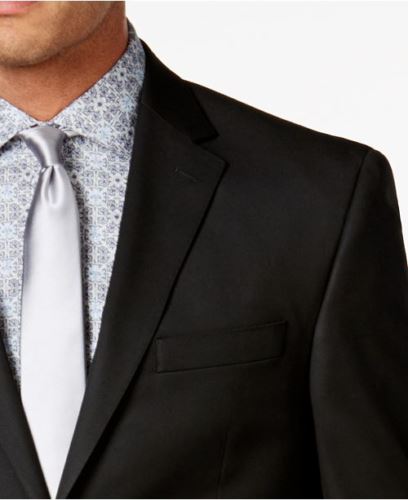 Sean John Mens Classic fit Suit Jacket Blazer 46 R Black Solid