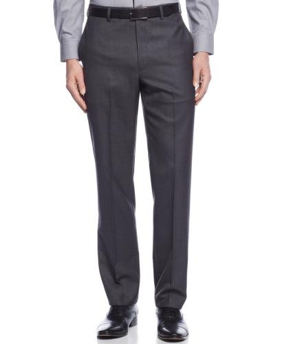 Calvin Klein Mens Slim fit Dress Pants 34 / 34 Charcoal Grey Solid Stretch
