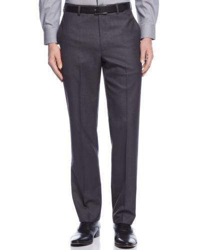 Calvin Klein Mens Slim fit Dress Pants 34 / 34 Grey Solid Stretch