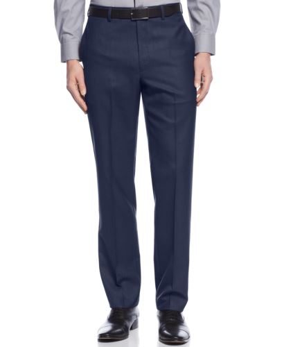 Calvin Klein Mens Slim fit Dress Pants 40 / 30 Navy Blue Solid Stretch