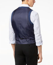 Bar Iii Mens Slim fit Button-Up Suit Vest Large Navy Blue Solid Stretch