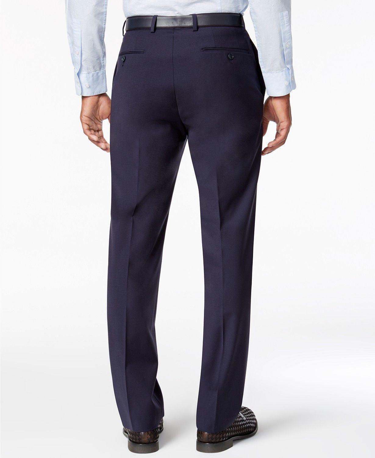 Calvin Klein Mens Slim fit Dress Pants 32 / 32 Blue Solid