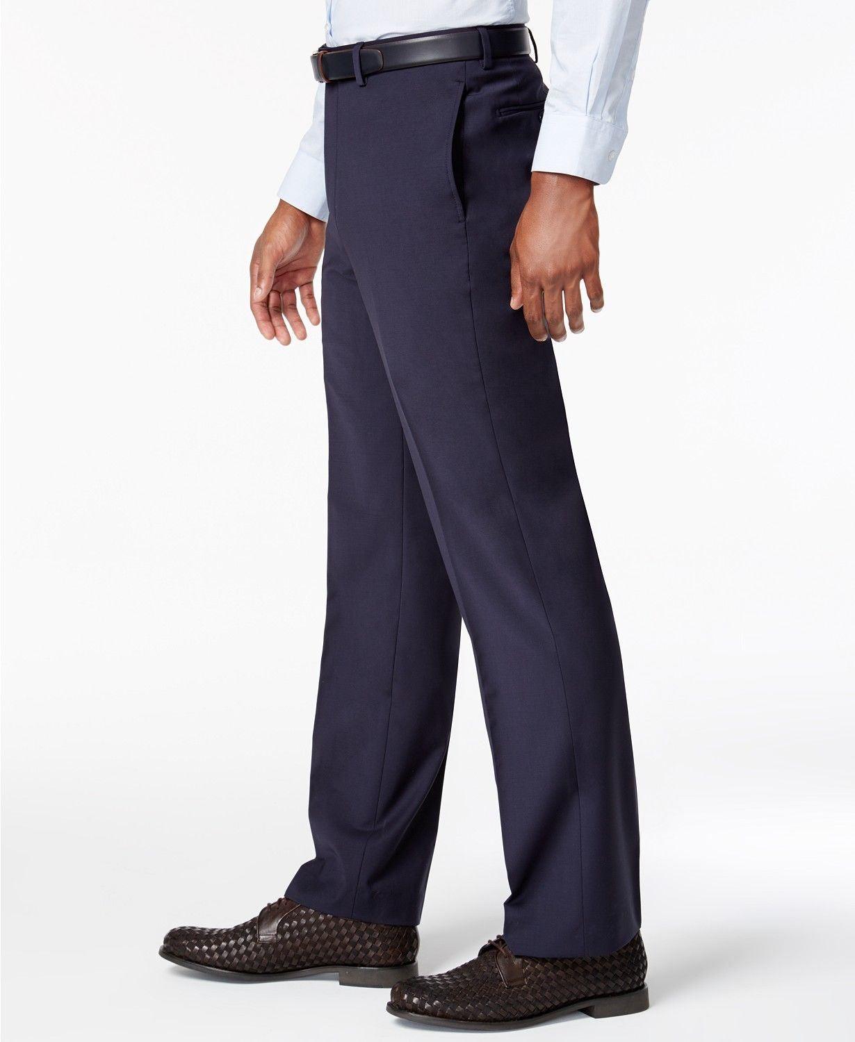 Calvin Klein Mens Slim fit Dress Pants 32 / 32 Blue Solid