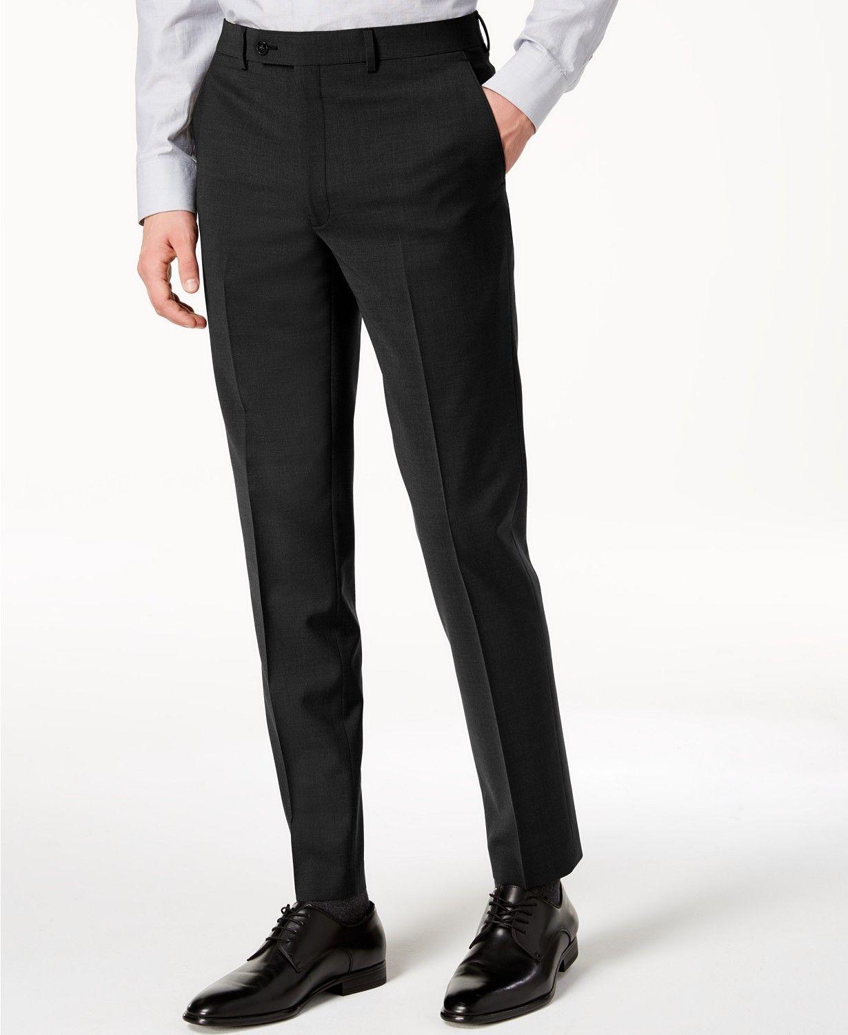 Calvin Klein Mens Skinny fit Dress Pants 40 / 32 Black Solid Stretch