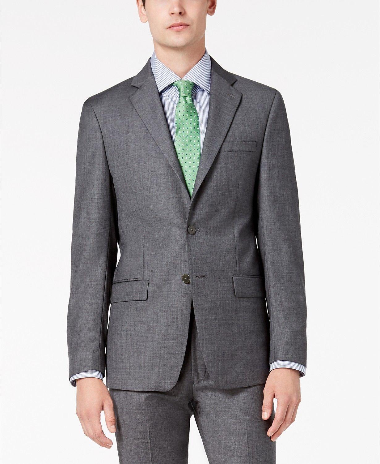 Calvin Klein Mens Slim fit Suit Jacket Blazer 48 R Grey