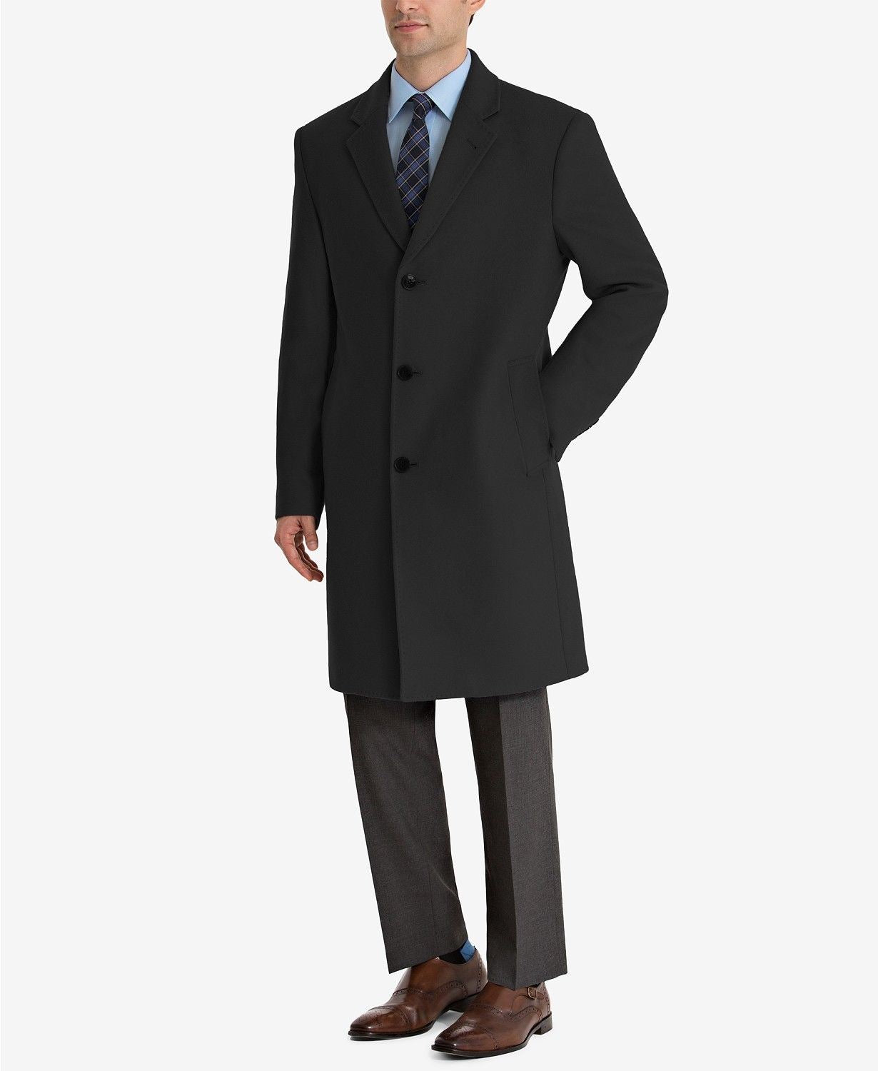 Lauren Ralph Lauren Mens Classic fit Overcoat Coat 36 S Black Solid