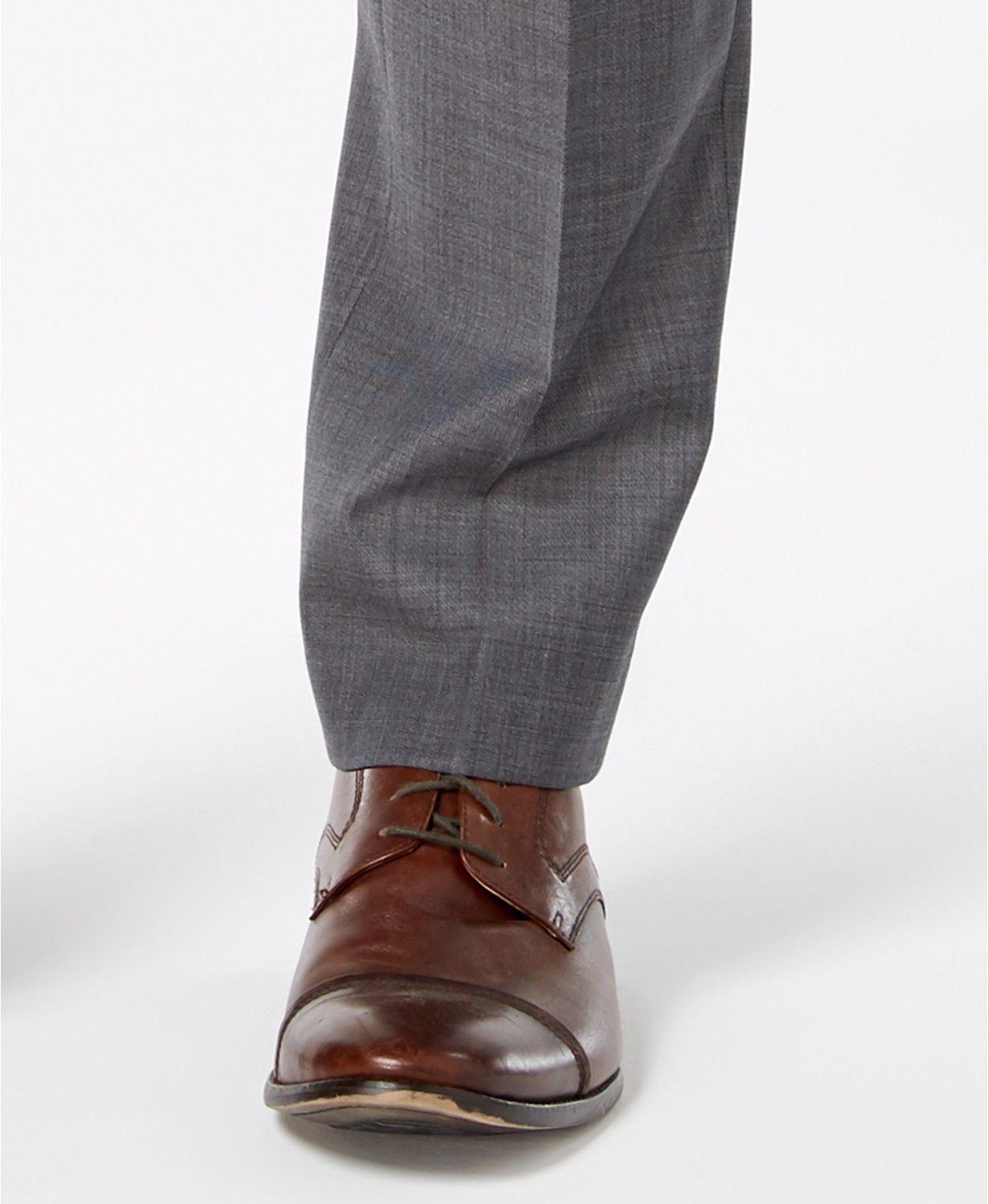 Calvin Klein Mens Slim fit Dress Pants 33 / 32 Grey Solid Stretch