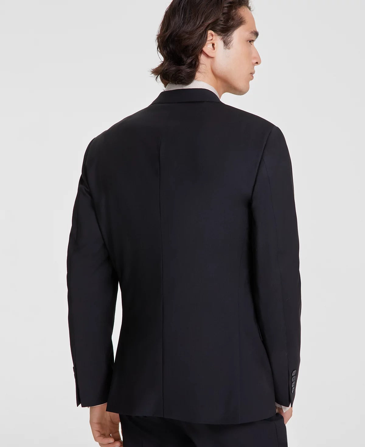 Calvin Klein Mens Slim fit Suit Jacket Blazer 39 S Black Solid Stretch Wool