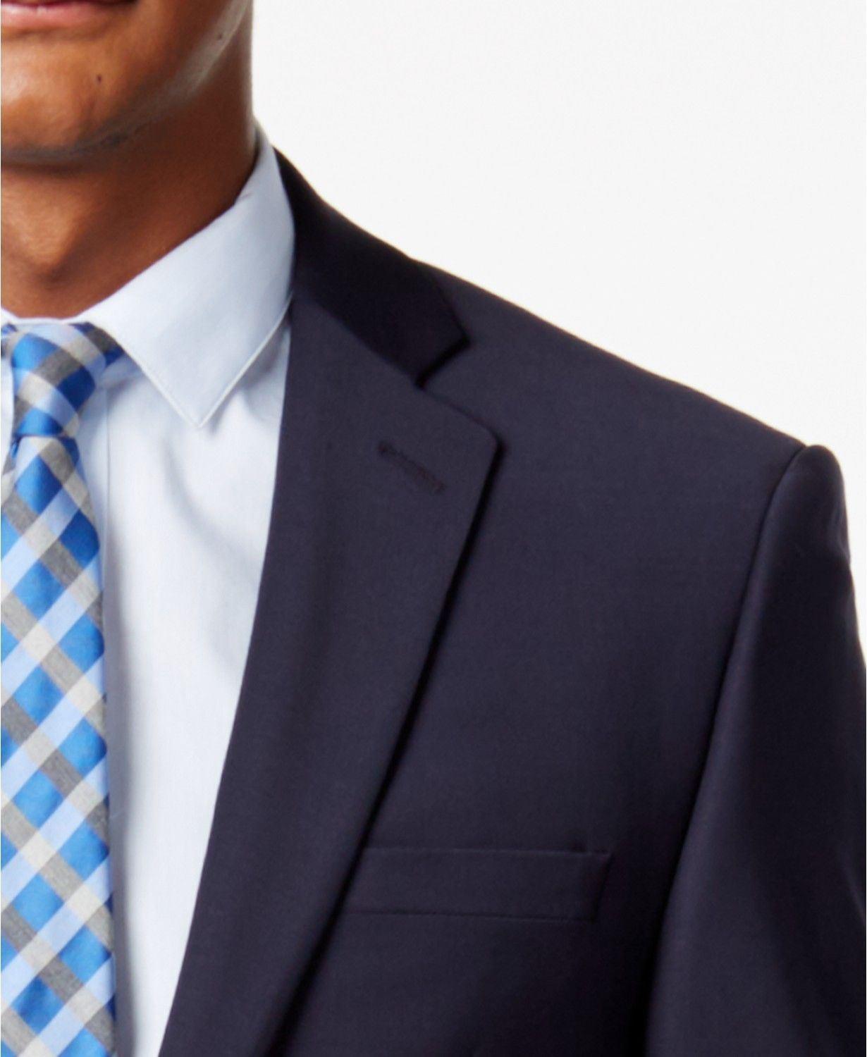 Calvin Klein Mens Slim fit Wool Suit Jacket Blazer 44 L Navy Blue Solid