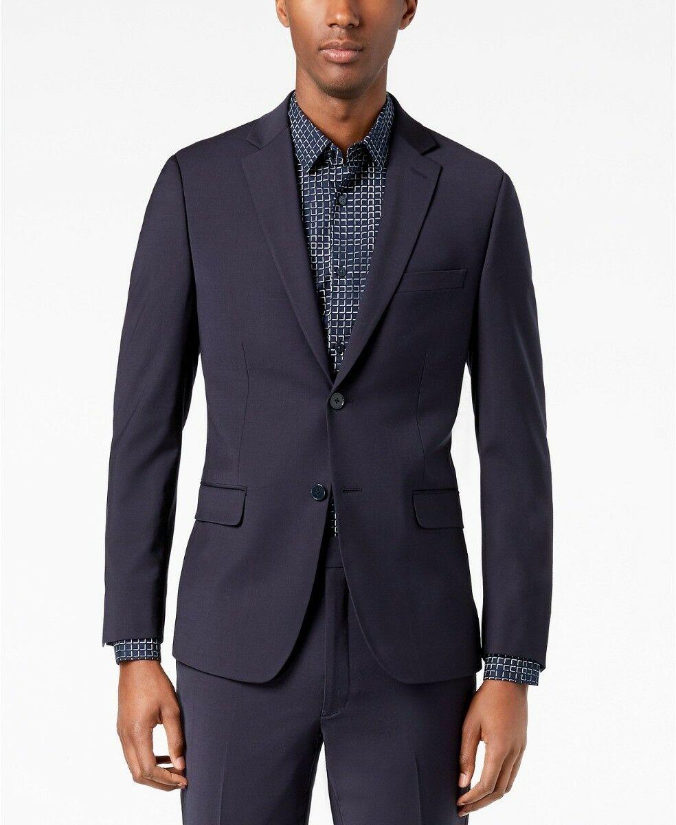 Calvin Klein Mens Skinny fit Suit Jacket Blazer 36 S Navy Blue Solid