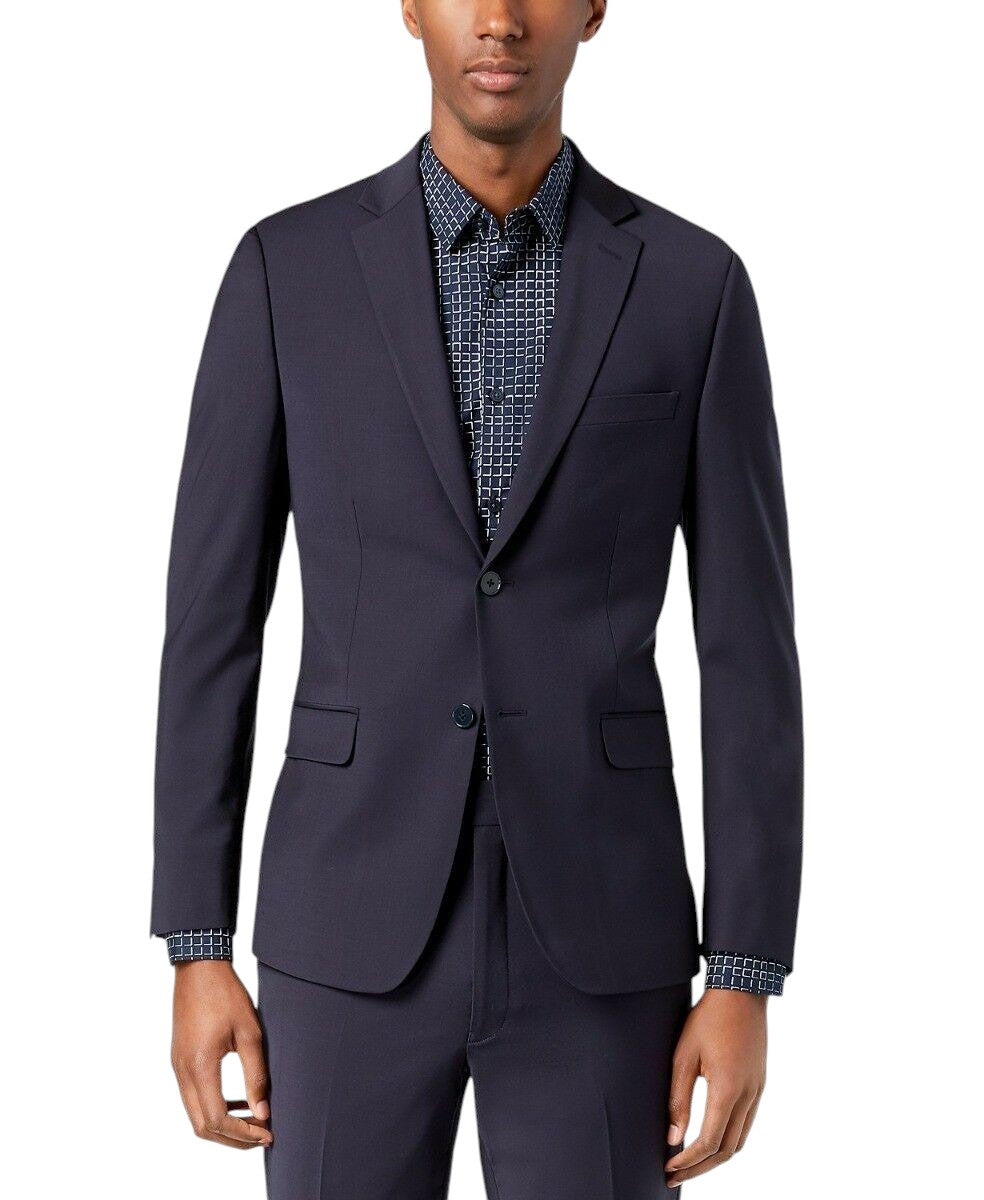 Calvin Klein Mens Skinny fit Suit Jacket Blazer 38 R Navy Blue Solid Stretch