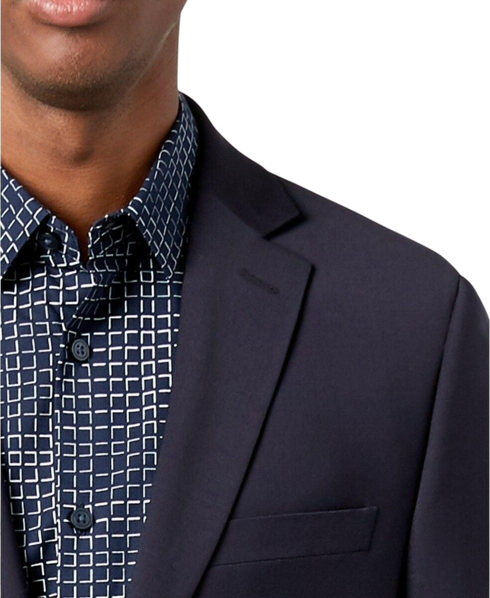Calvin Klein Mens Skinny fit Suit Jacket Blazer 38 R Navy Blue Solid Stretch