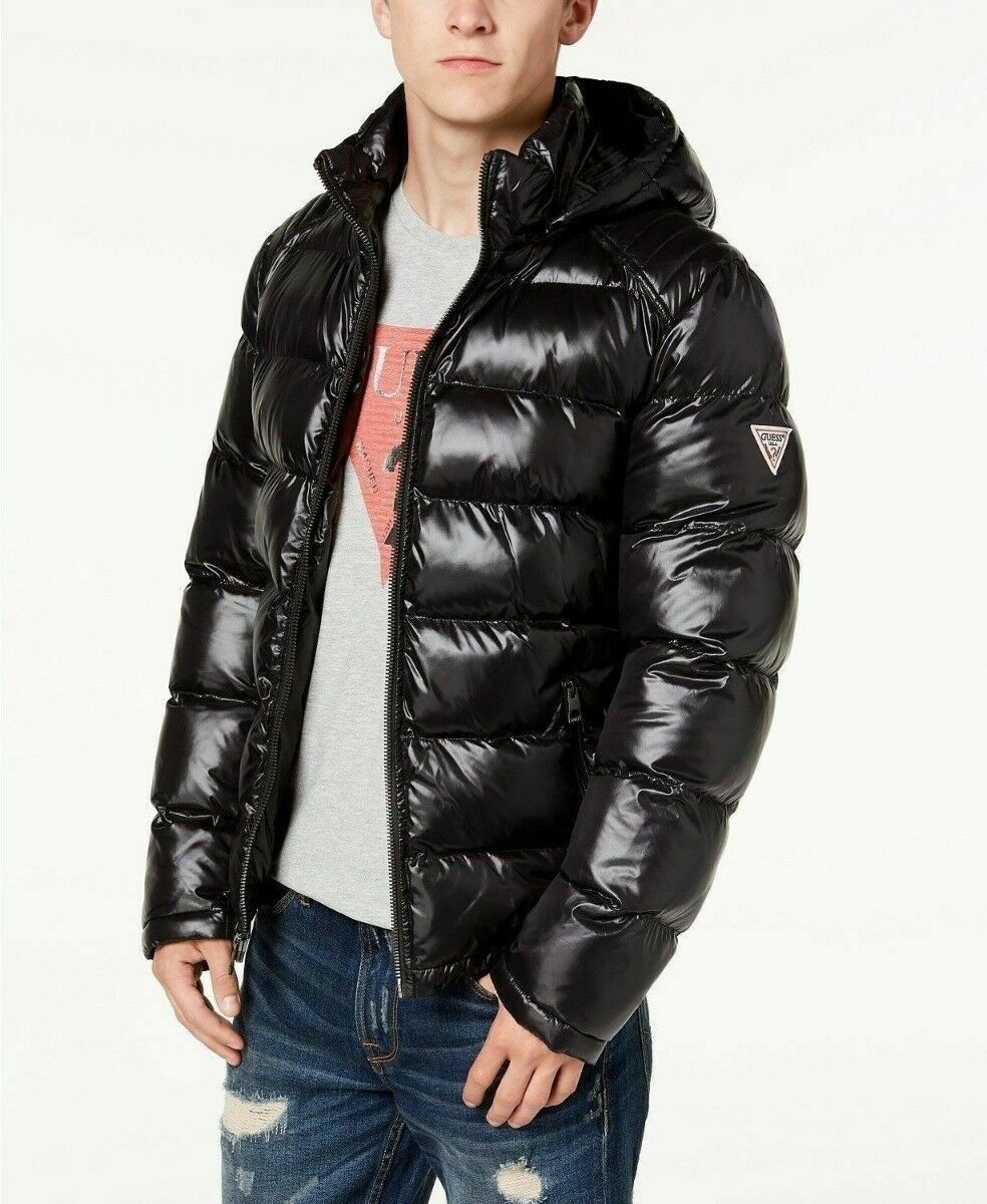 GUESS Men Regular fit Puffer Jacket Coat XXL Black Solid