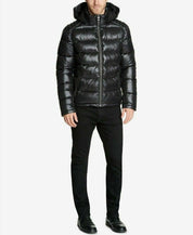 Guess Mens Shiny Puffer Jacket Coat Large Black Solid