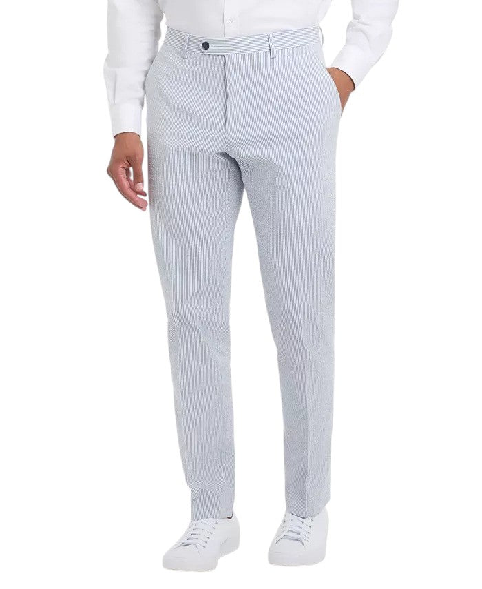 Tommy Hilfiger Mens Modern fit Seersucker Dress Pants 44 / 32 Blue Striped