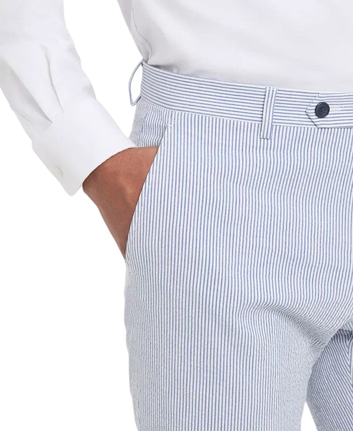 Tommy Hilfiger Mens Modern fit Seersucker Dress Pants 44 / 32 Blue Striped