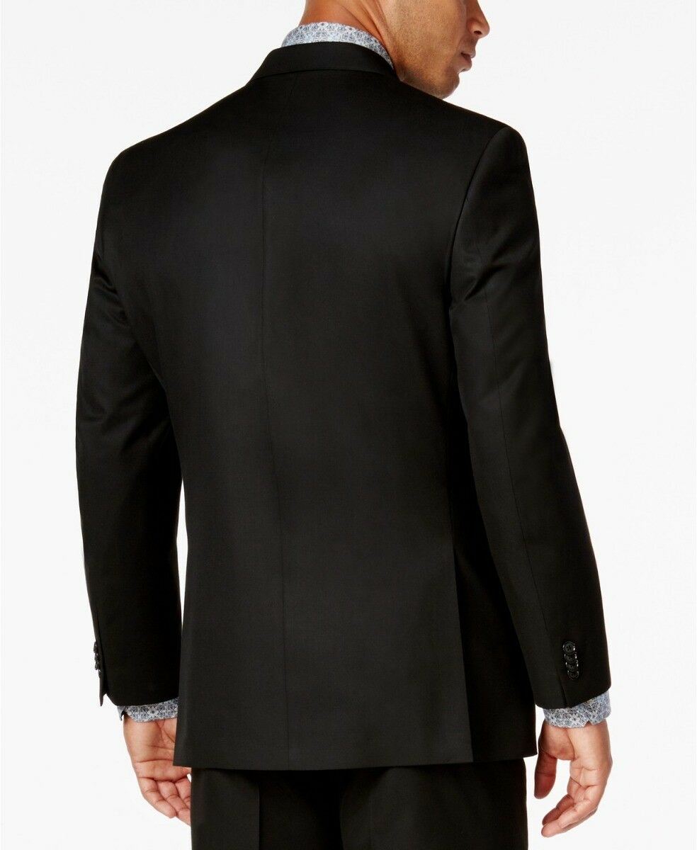 Sean John Mens Classic fit Suit Jacket Blazer 46 L Black Solid