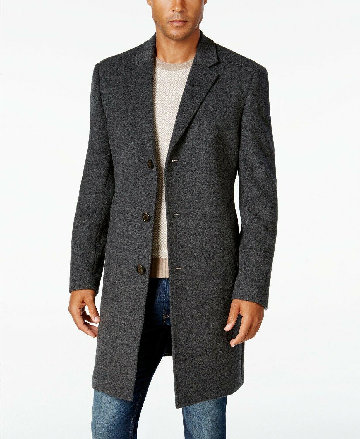 Lauren Ralph Lauren Mens Classic fit Overcoat Coat 46 R Charcoal Grey Solid