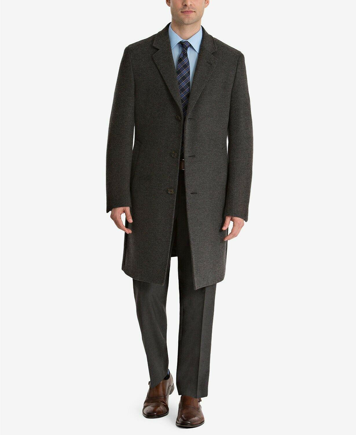 Lauren Ralph Lauren Mens Classic fit Overcoat Coat 46 R Charcoal Grey Solid