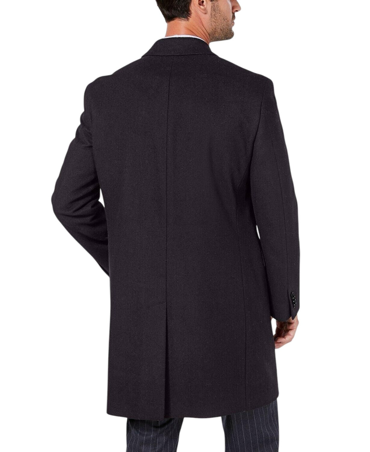 Nautica Mens Regular Fit Batten Overcoat Coat 38 L Black Wool