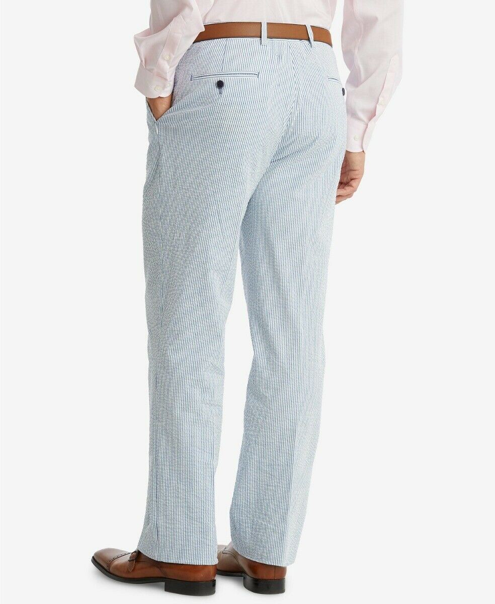 Tommy Hilfiger Men Modern fit Dress Pants 38 / 32 Light Blue Striped Stretch