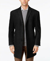 Calvin Klein Mens Slim fit Overcoat Coat 48 R Black Solid