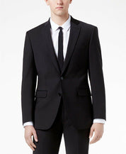 Calvin Klein Mens Slim fit Suit Jacket Blazer 42 L Black Solid Stretch