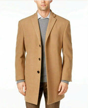 Calvin Klein Mens Slim fit Overcoat Coat 38 S Beige Solid
