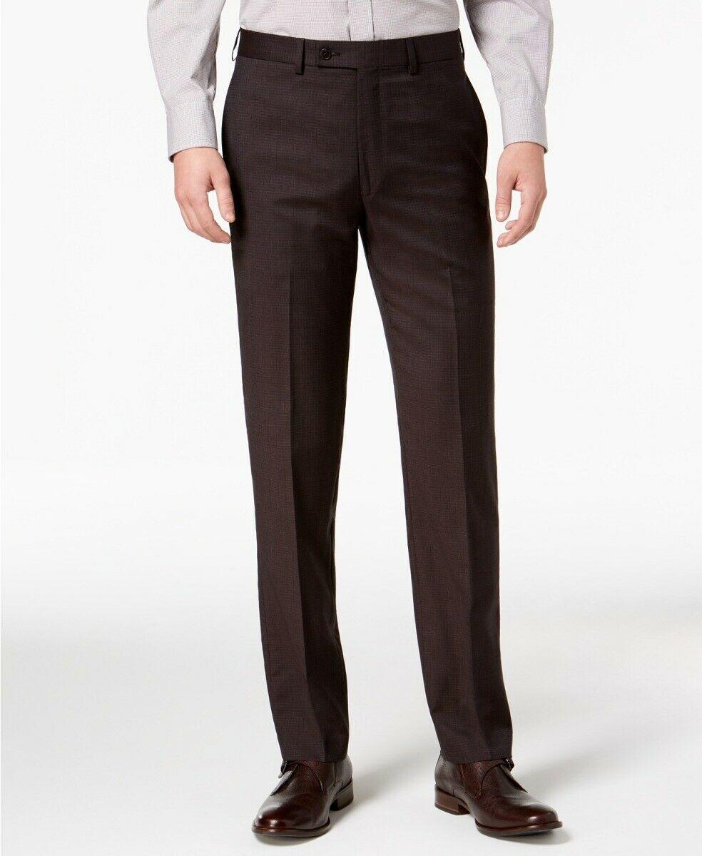 Calvin Klein Men's Slim Fit Solid Dress Pants Brown Check 34 x 30