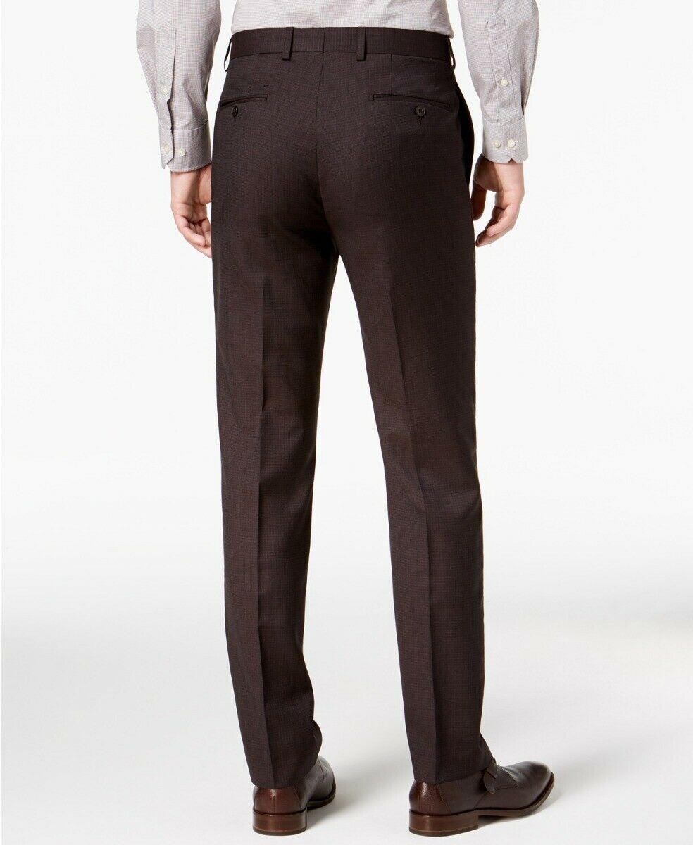 Calvin Klein Men's Slim Fit Solid Dress Pants Brown Check 34 x 30