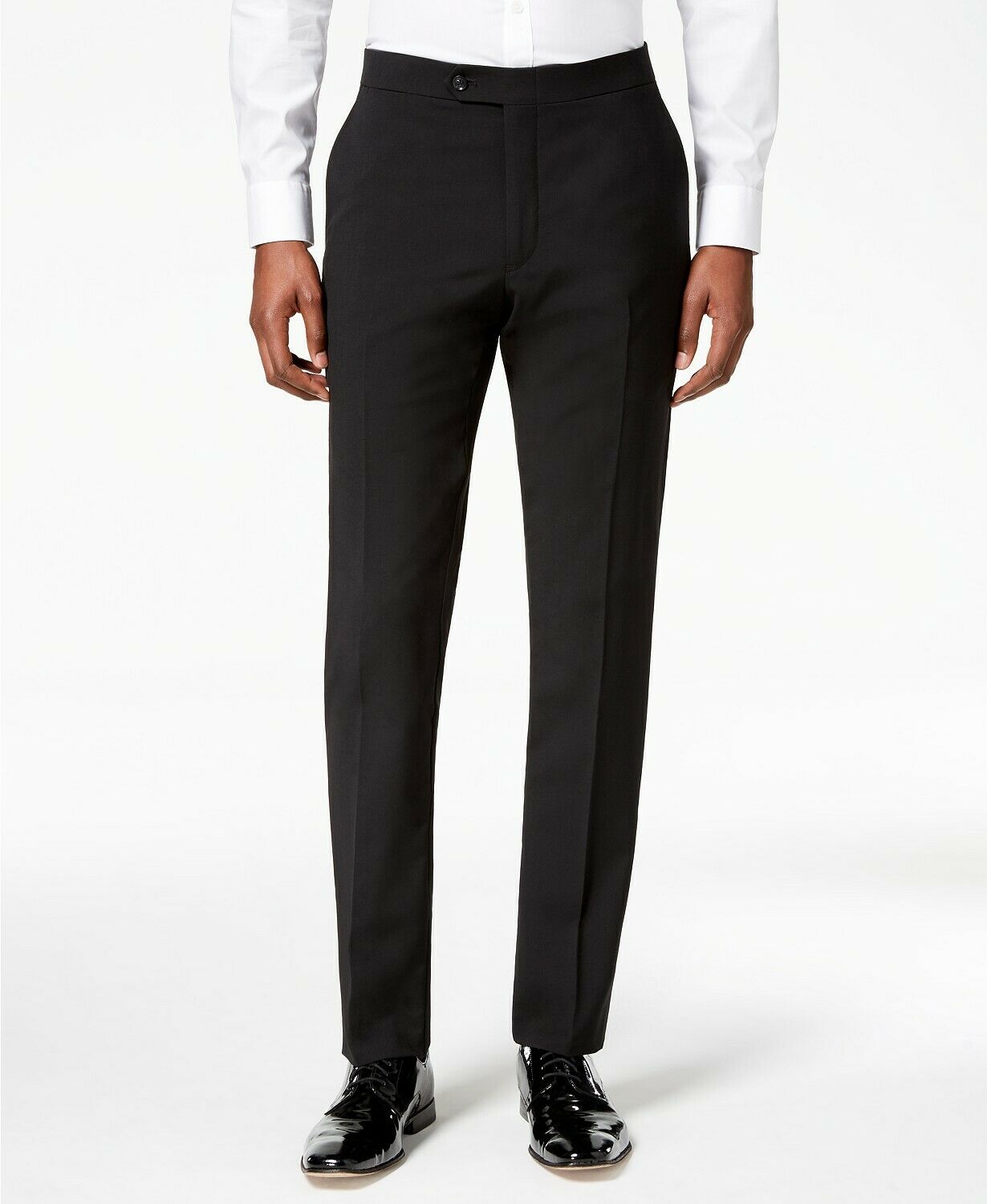 Tommy Hilfiger Mens Modern fit Wool Tuxedo Pants 42 / 34 Black Solid