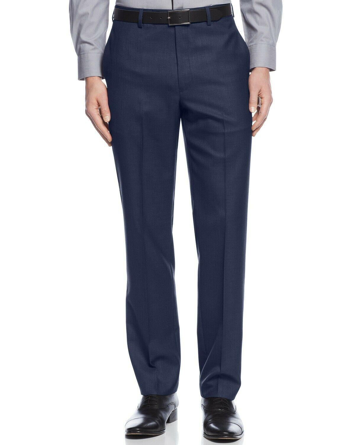 Calvin Klein Mens Slim fit Dress Pants 44 / 30 Navy Blue Solid