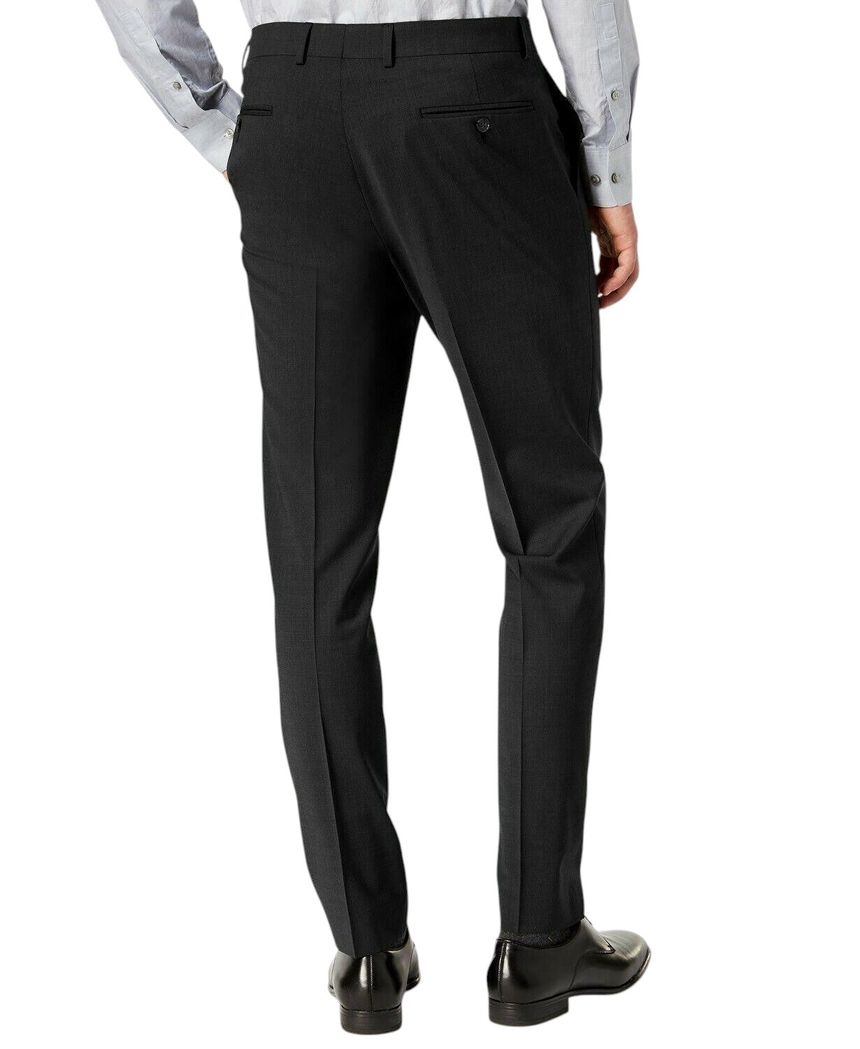 Calvin Klein Mens Skinny fit Dress Pants 38 / 32 Black Solid Wool