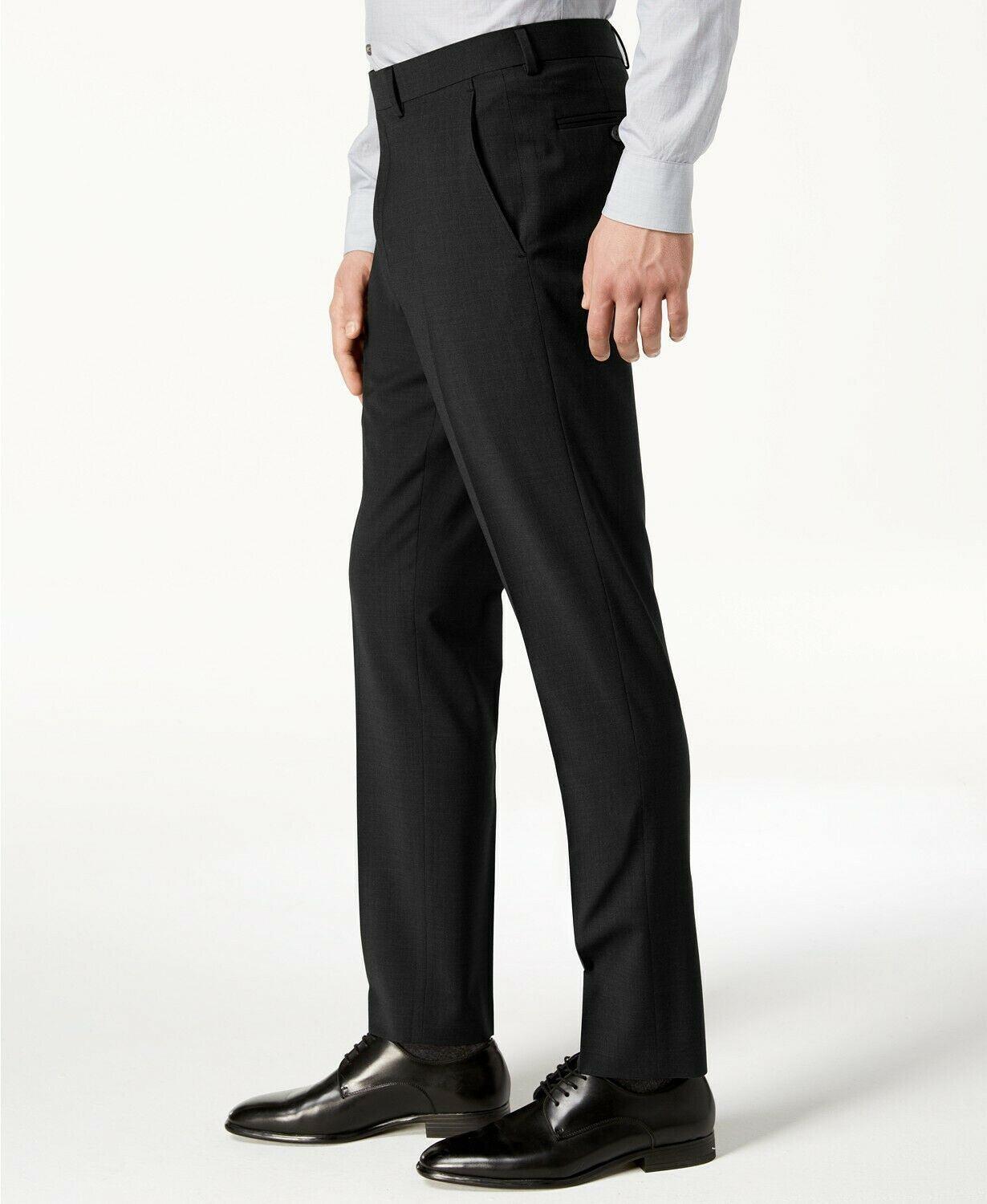 Calvin Klein Mens Skinny fit Dress Pants 38 / 32 Black Solid Stretch