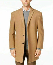 Calvin Klein Mens Slim fit Overcoat Coat 40 R Brown Solid