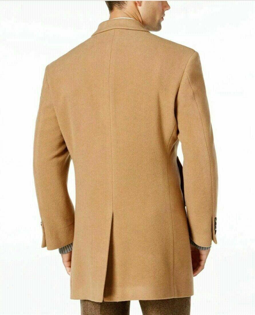 Calvin Klein Mens Slim fit Overcoat Coat 40 R Brown Solid
