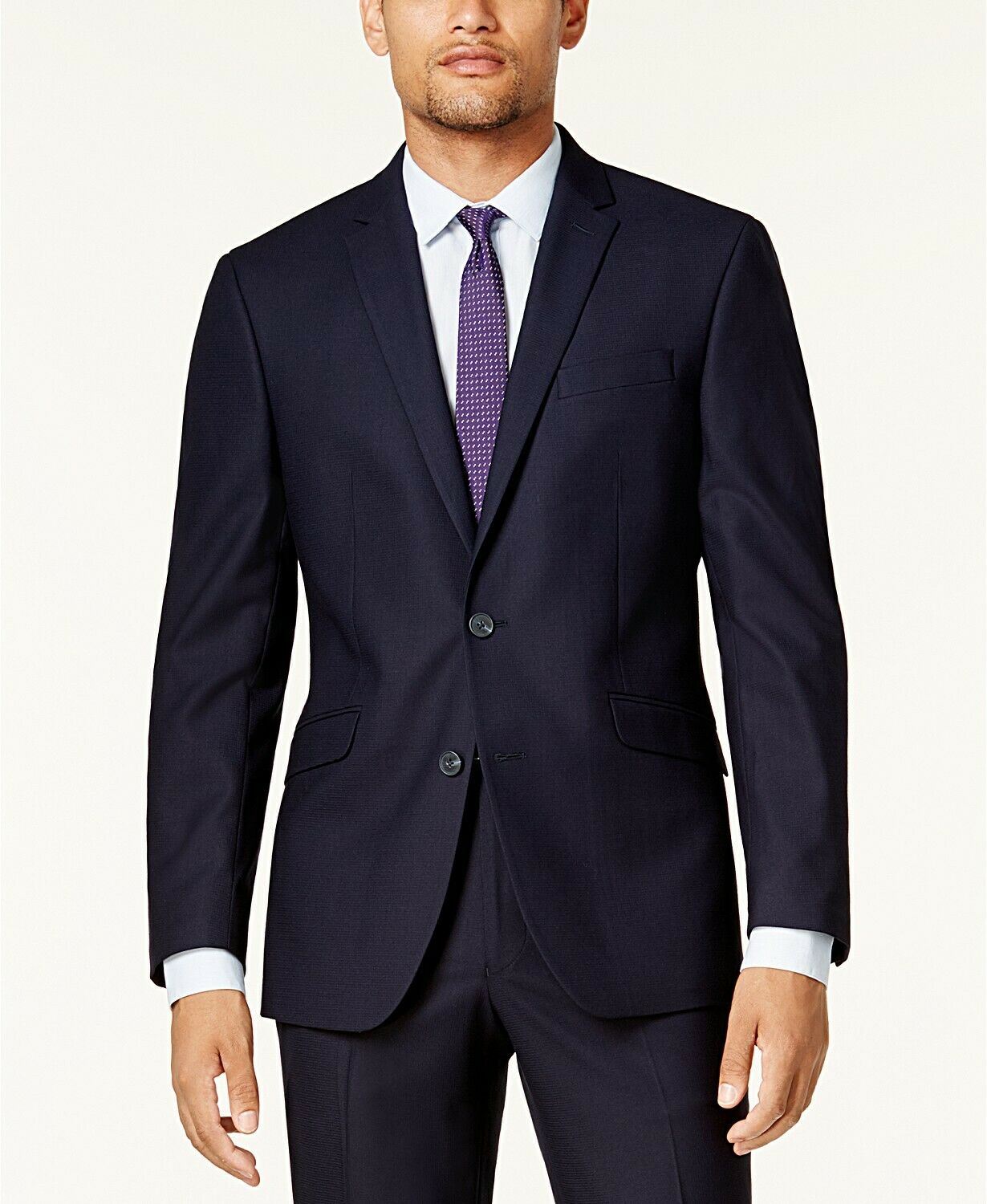 Kenneth Cole Reaction Mens Slim fit 2 Piece Suit 36 S / 29 Waist Blue Check