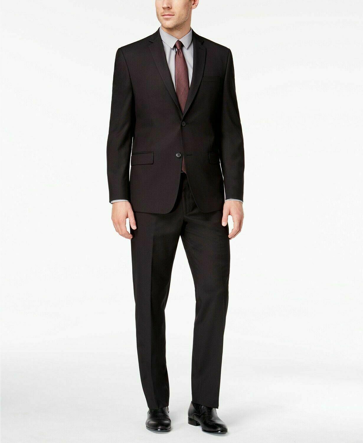 Marc New York Mens Modern fit 2 Piece Suit 36 S / 29 Waist Black Solid Stretch