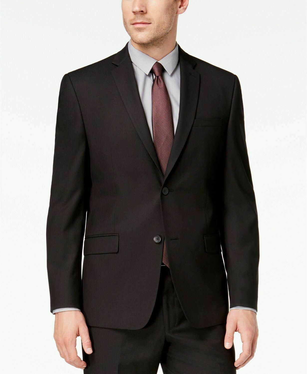 Andrew Marc Mens Slim fit 2 Piece Suit 42 R / 35 Waist Black Solid Stretch