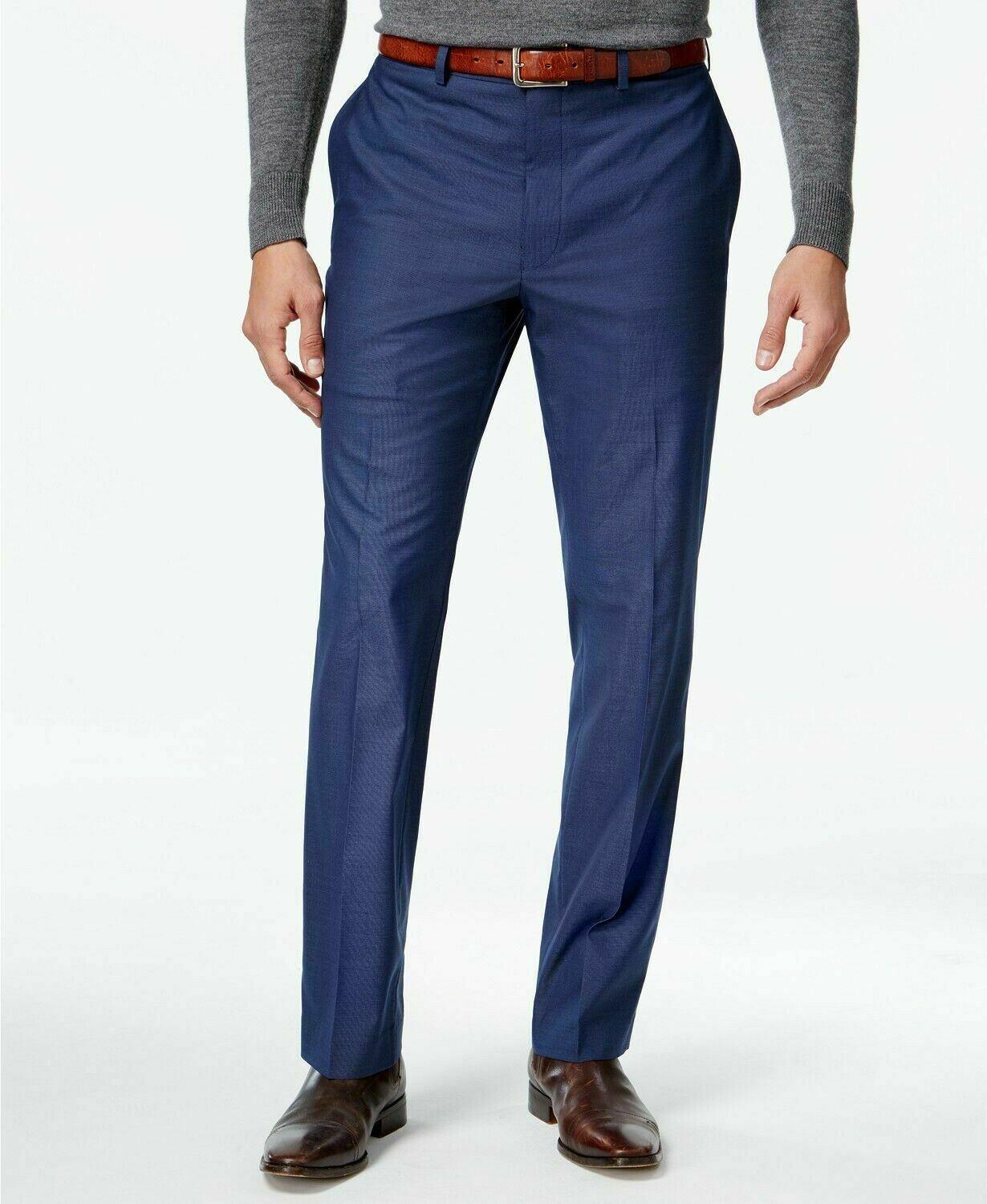 Marc New York Mens Modern fit 2 Piece Suit 42 L / 35 Waist Blue Solid Stretch