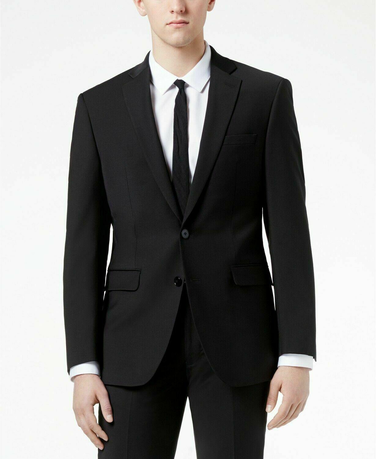 Calvin Klein Mens Slim fit Suit Jacket Blazer 42 S Black Solid