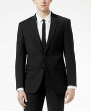 Calvin Klein Mens Slim fit Suit Jacket Blazer 42 S Black Solid Stretch