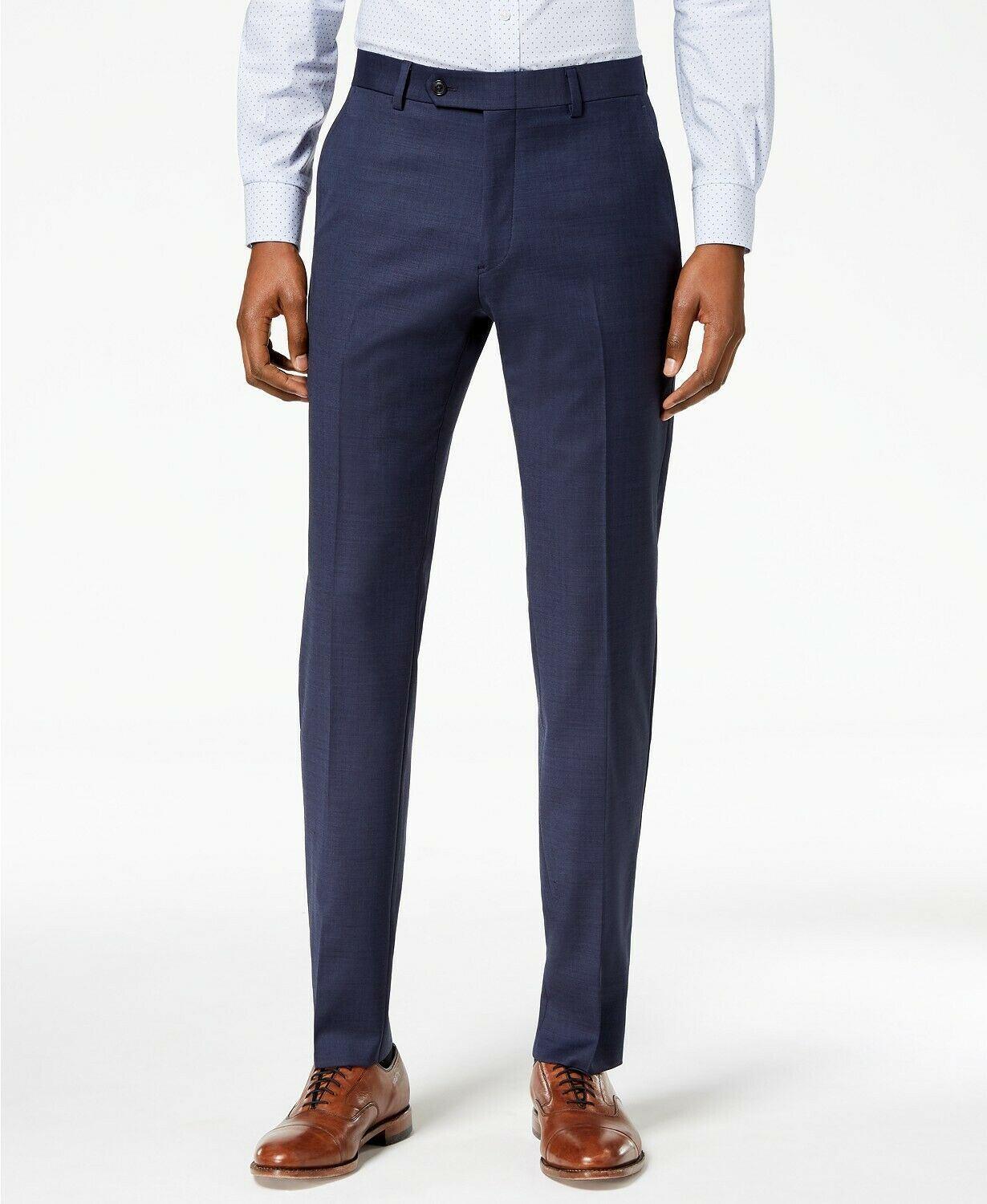 Tommy Hilfiger Mens Modern fit Dress Pants 44 / 34 Navy Blue Solid Stretch