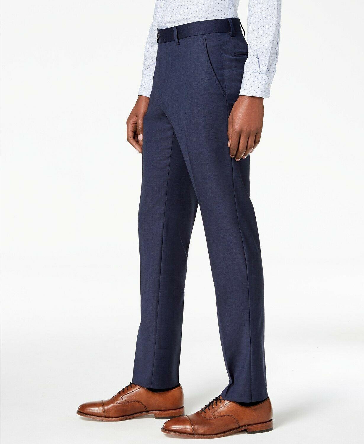 Tommy Hilfiger Mens Modern fit Dress Pants 44 / 34 Navy Blue Solid Stretch